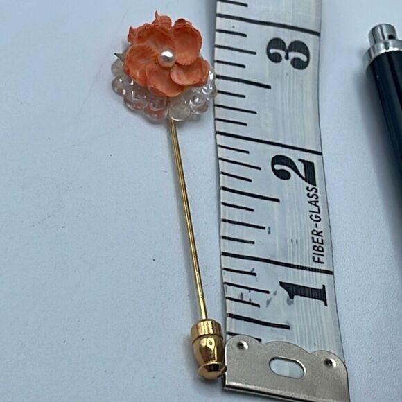 Vintage floral shell sticker pin lapel hat pin - Picture 7 of 8